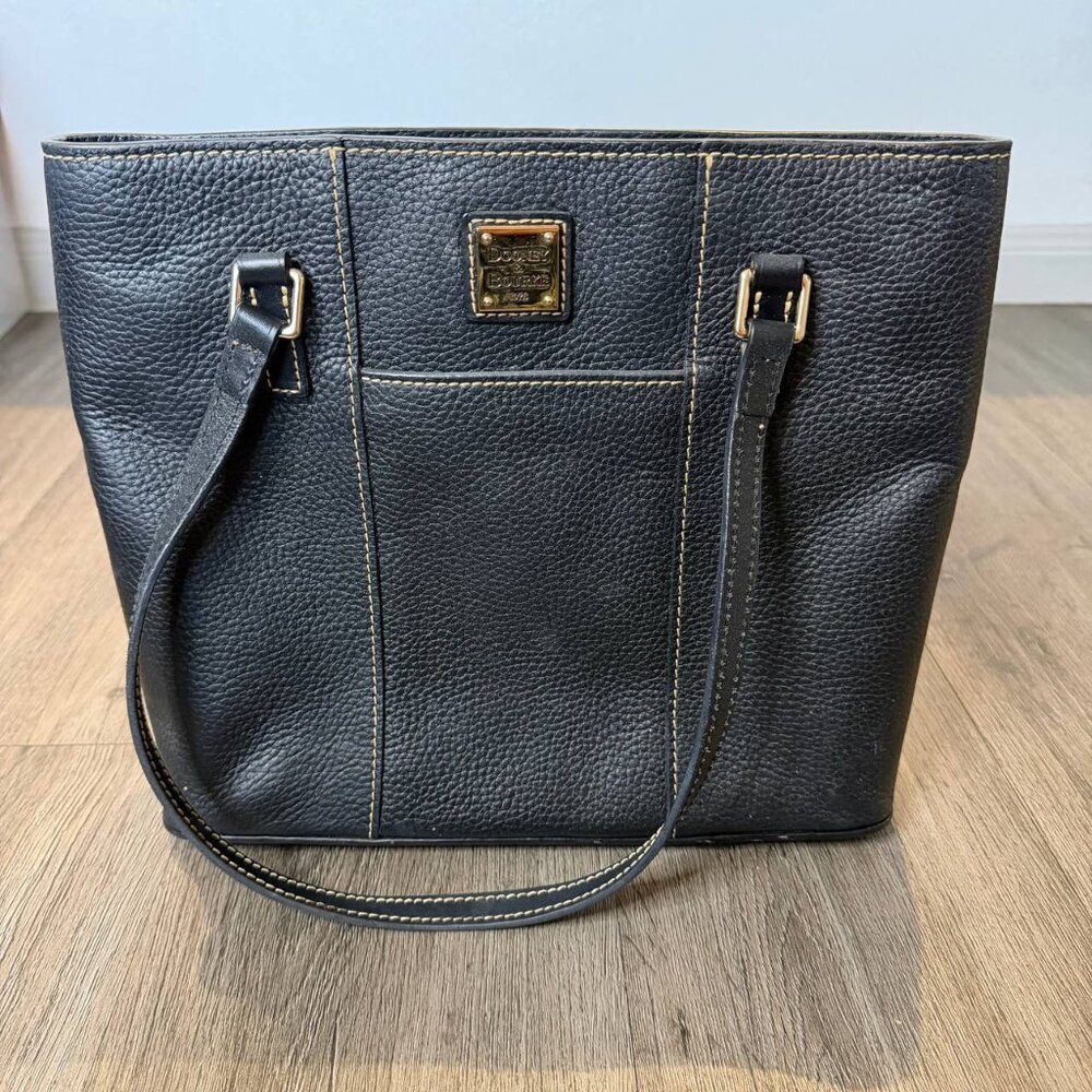 Dooney & Bourke Black Leather Tote Bag Structured Design Shoulder Handbag